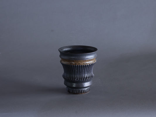 泥象嵌彫筒鉢｜淡海陶芸研究所 山元一真
