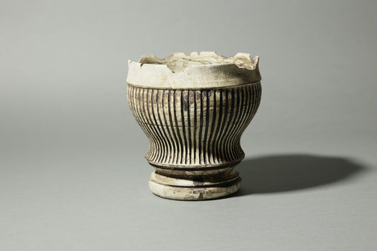 錆白泥彫筒鉢｜淡海陶芸研究所 山元一真